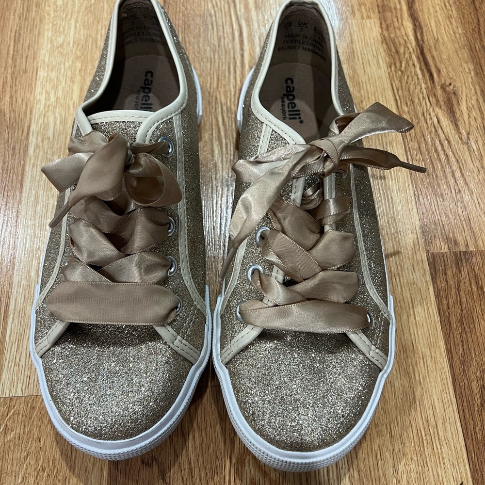 Capelli of New York Gold Glitter Sneakers